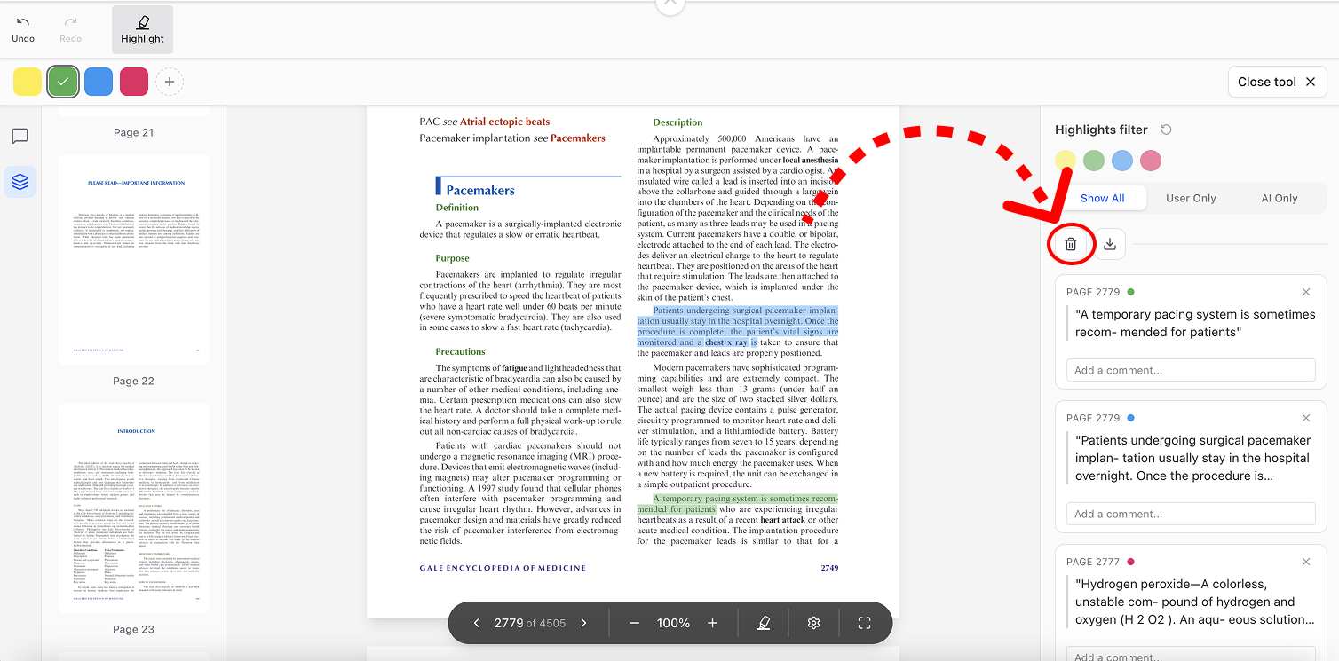 Clear All Highlights Feature in Medical PDF Editor